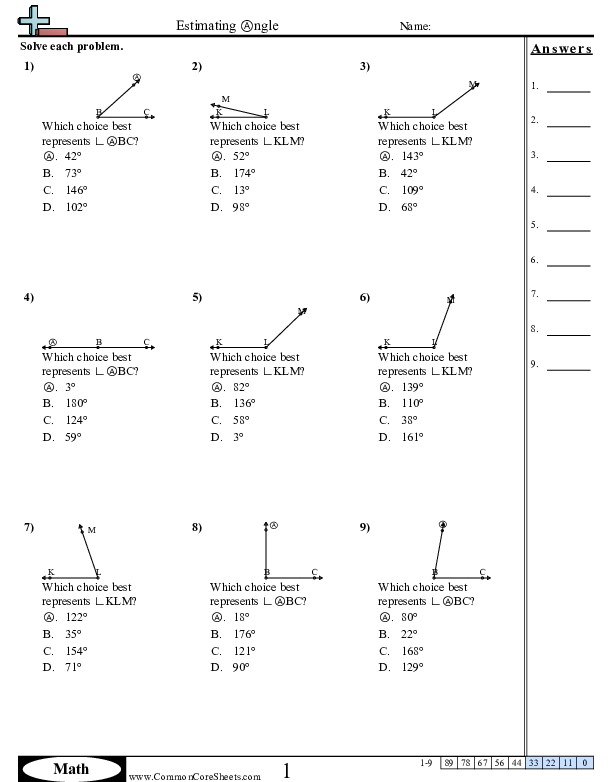 4.md5.a Worksheets - Angle Estimation worksheet